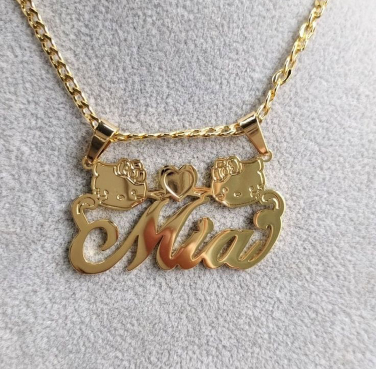 2 Hello kitties name necklace