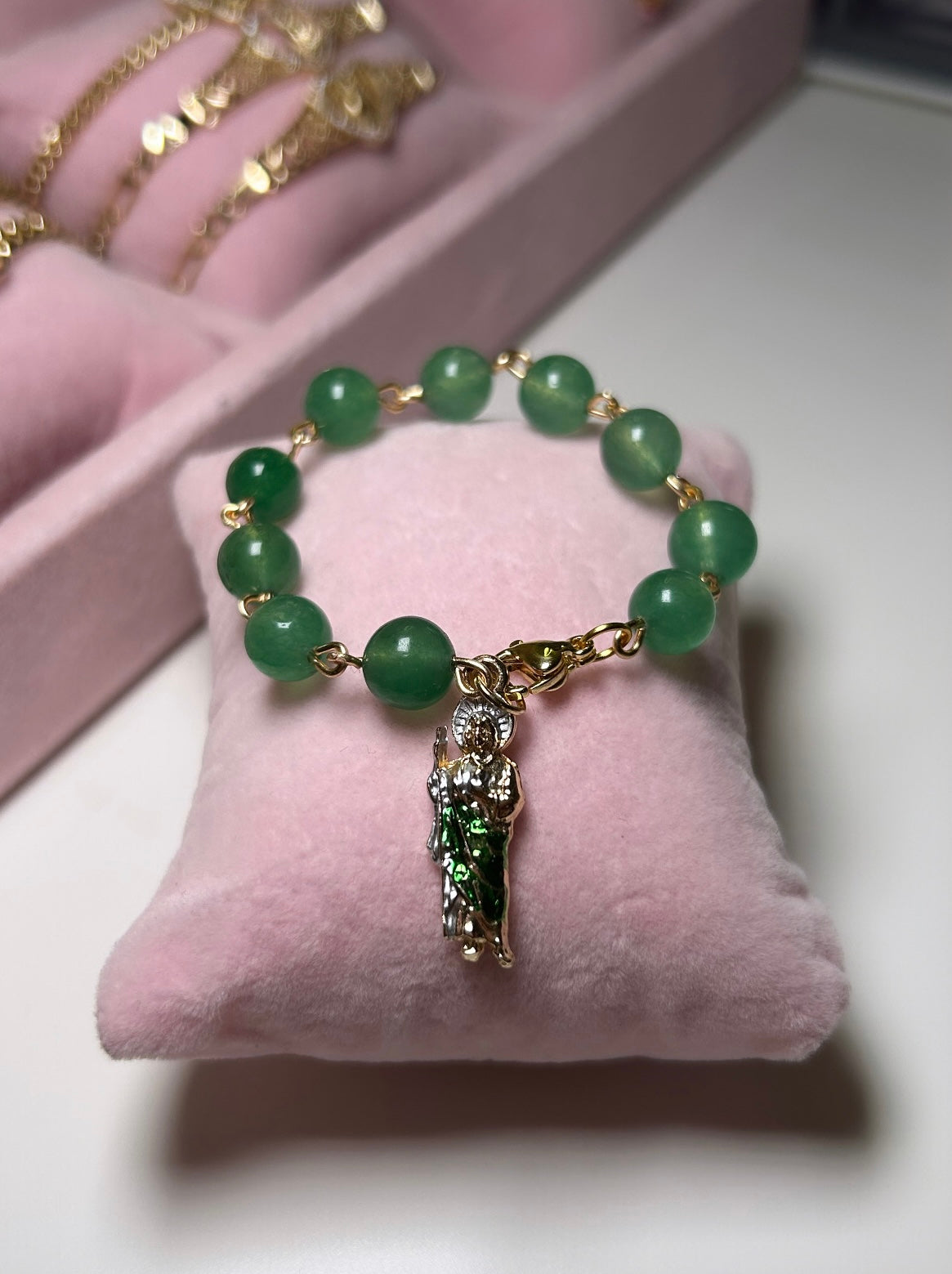 San Judas Green Aventurine Charm