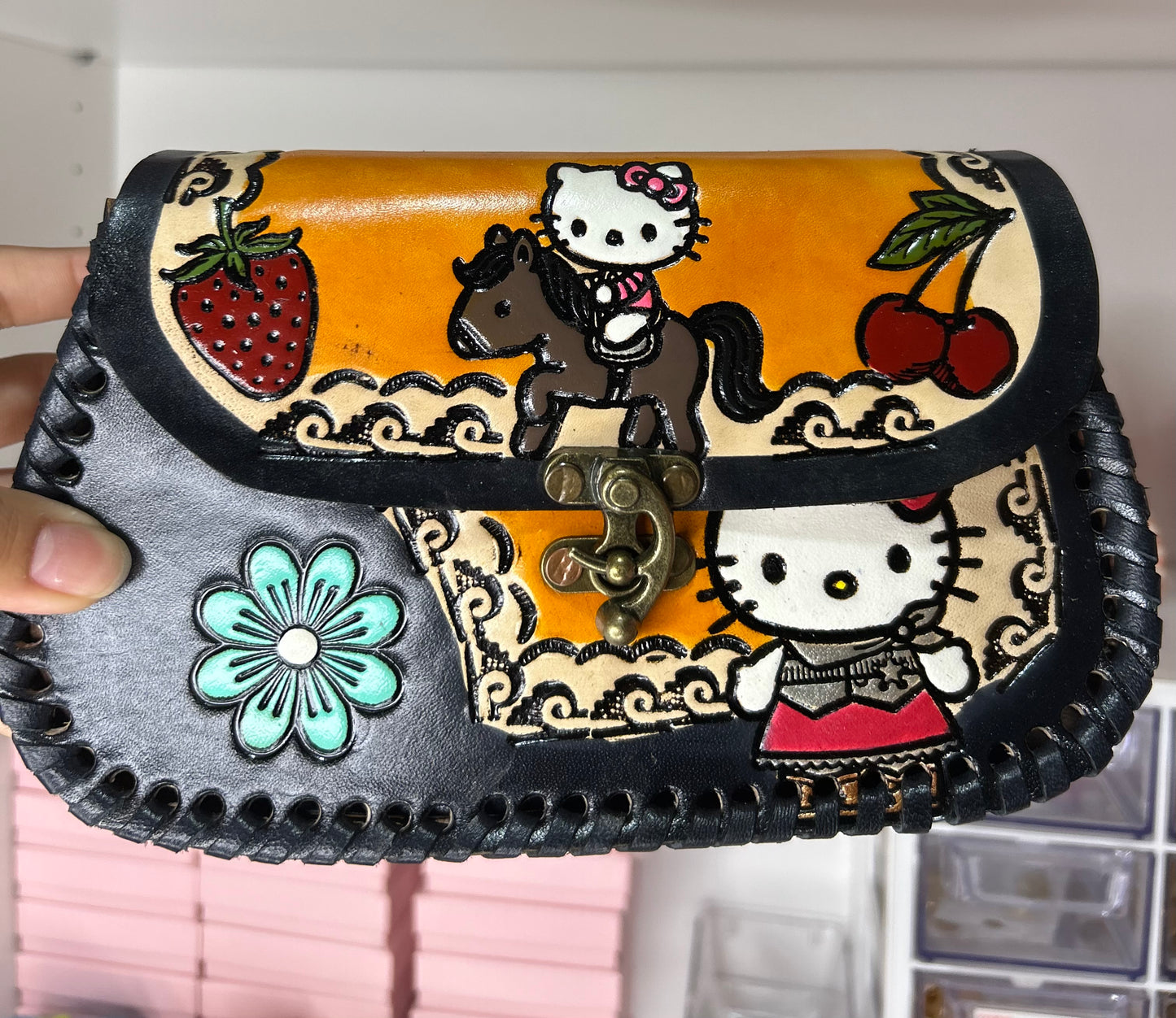 Cherry hello kitty leather crossbody bag