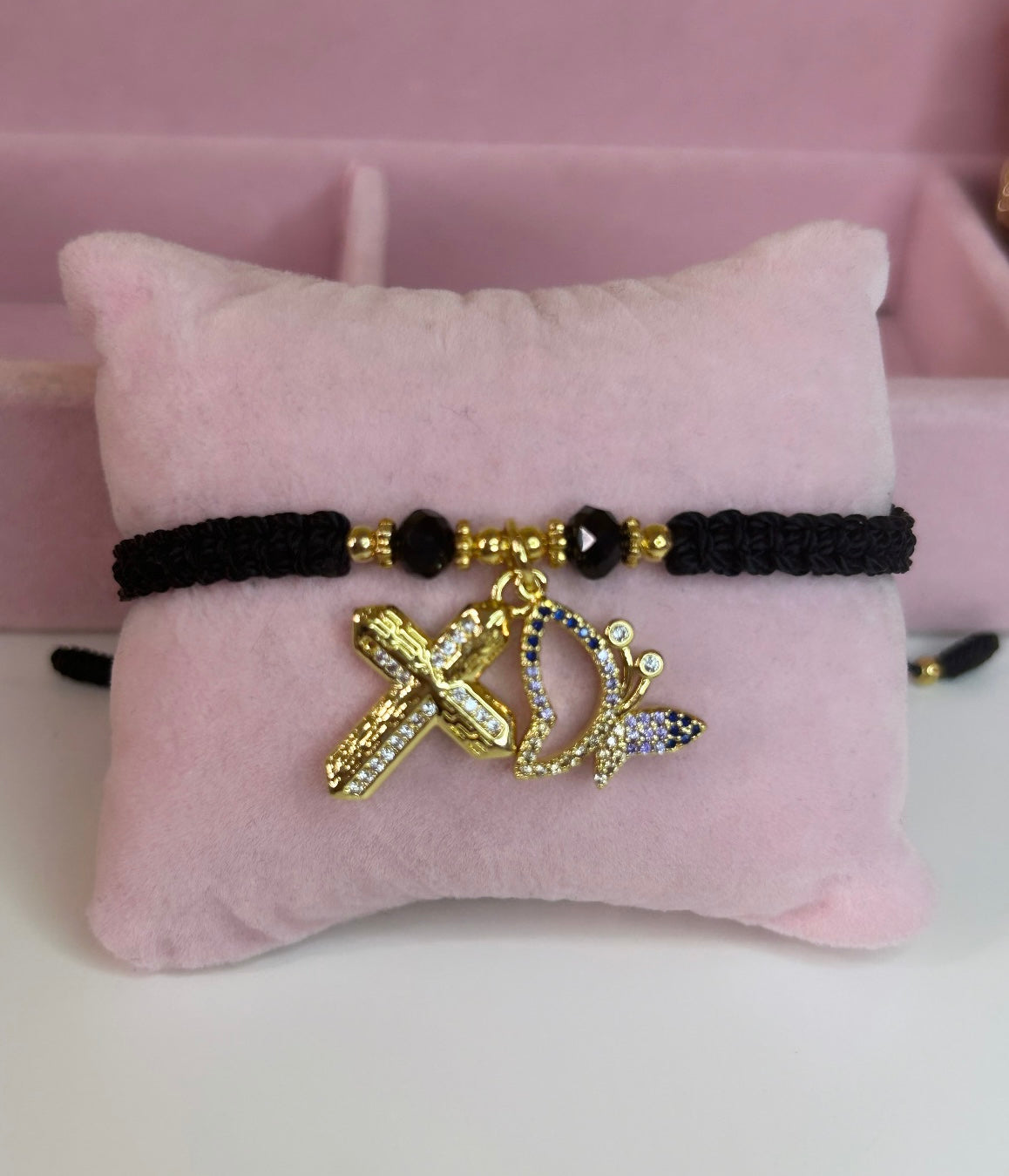 Religious Cross and butterfly bracelet
