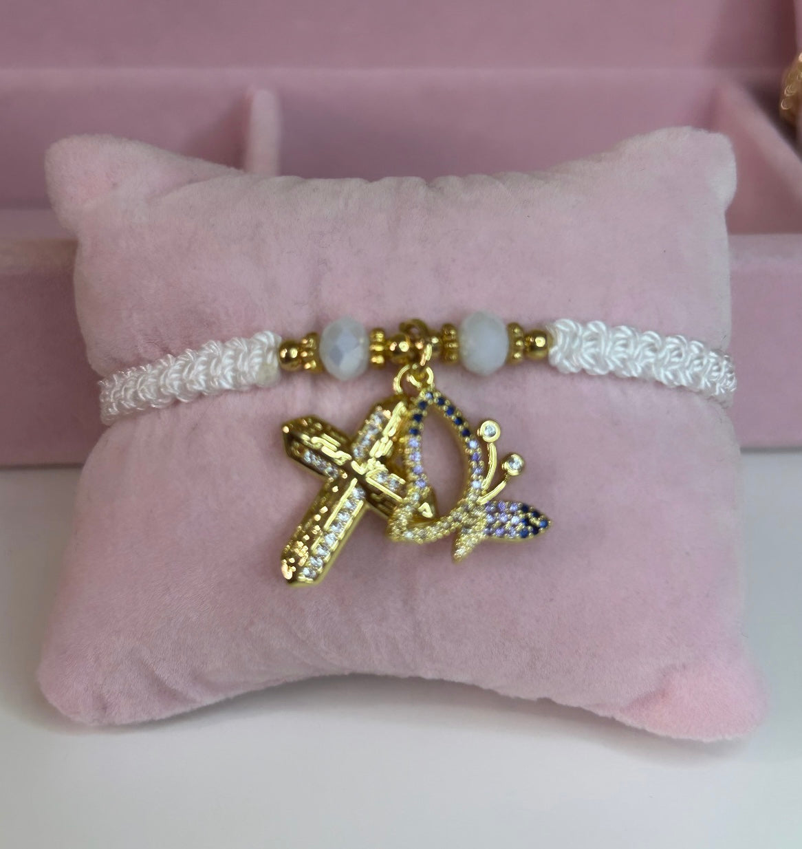 Religious Cross and butterfly bracelet