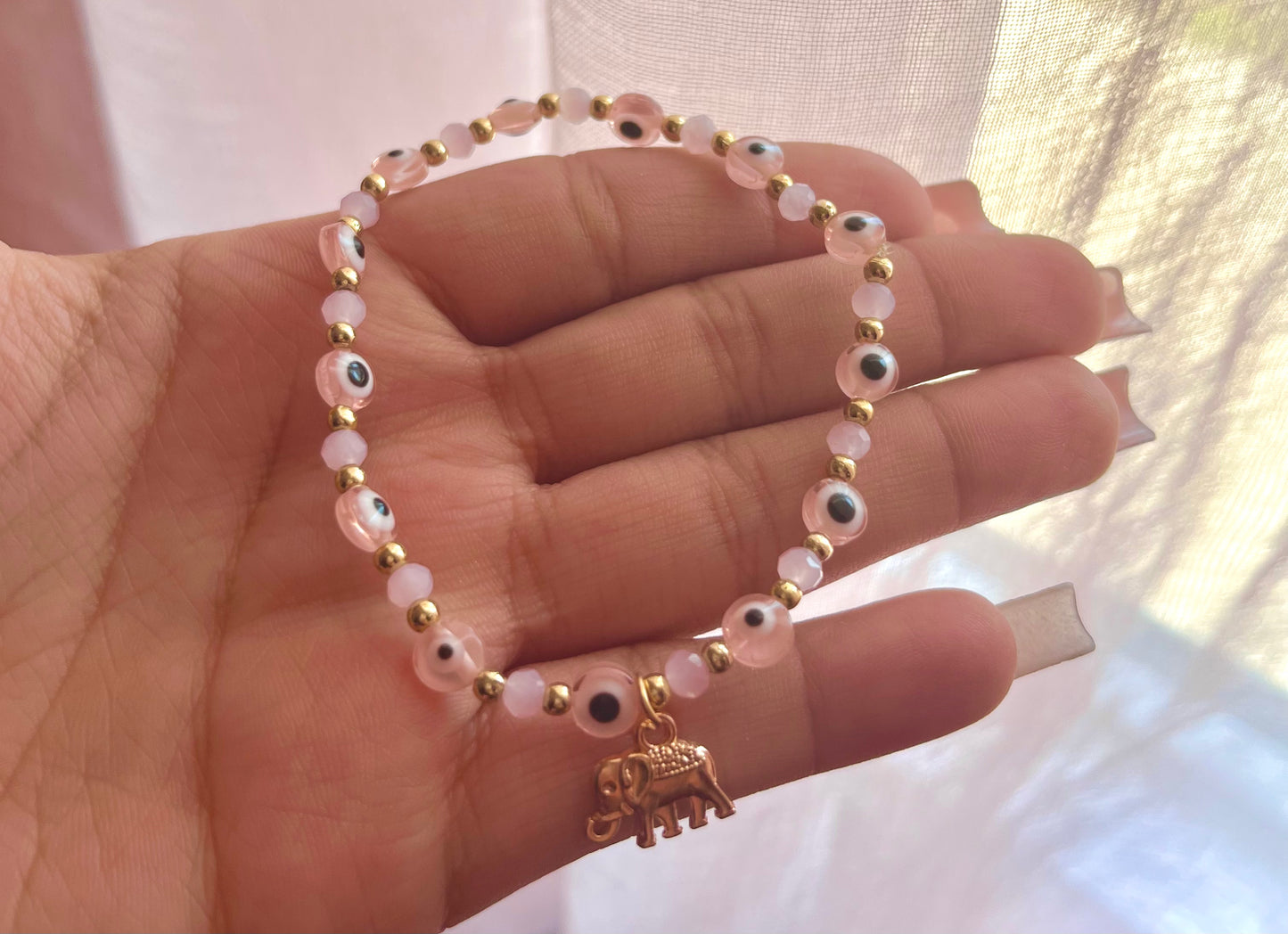 pink good luck elephant bracelet