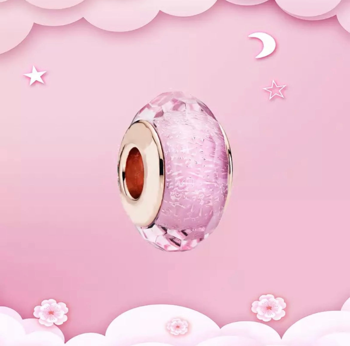 Pink Rose Gold Glass Bead