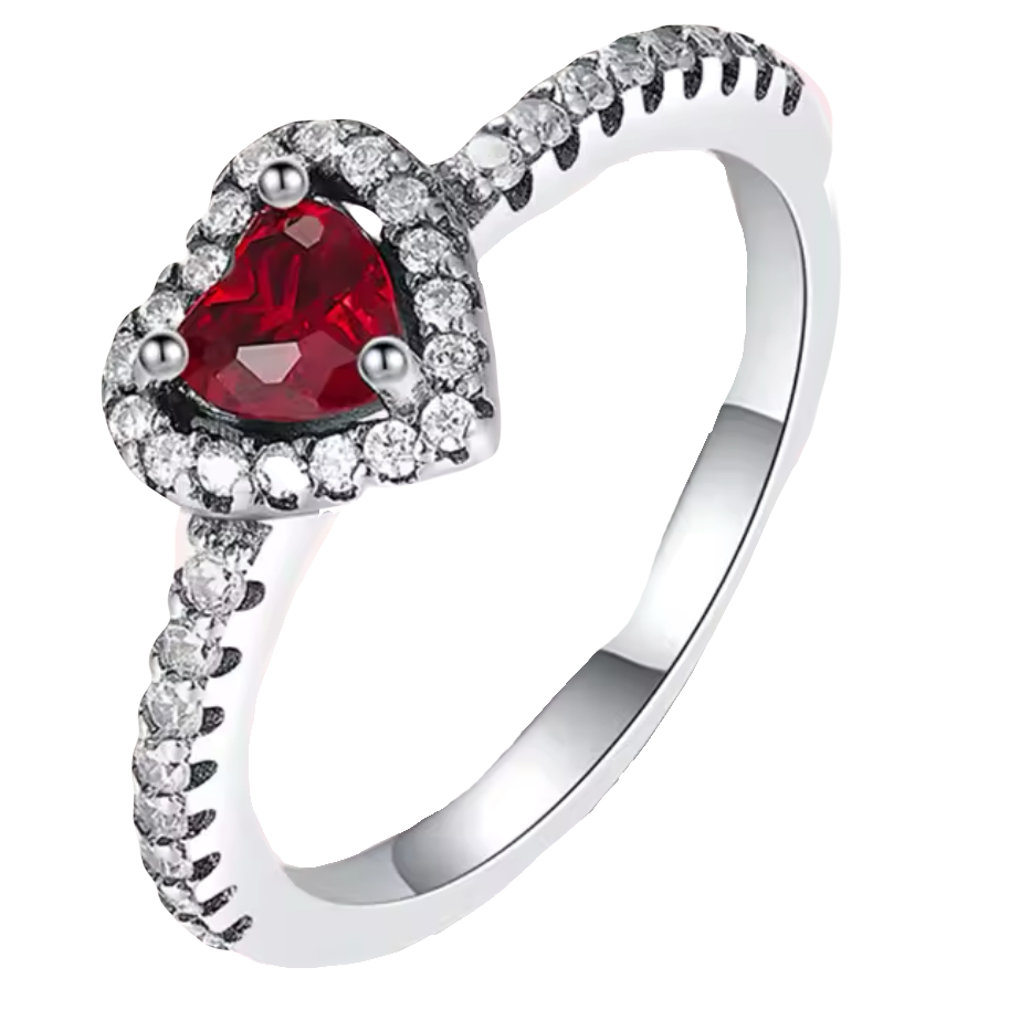 red heart silver 925 ring