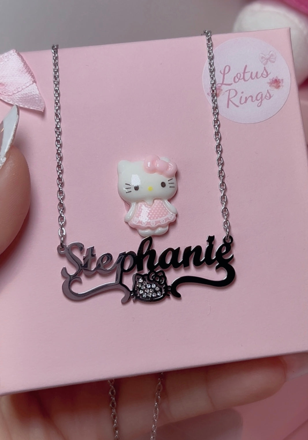 sparkly hello kitty style #2 custom name necklace