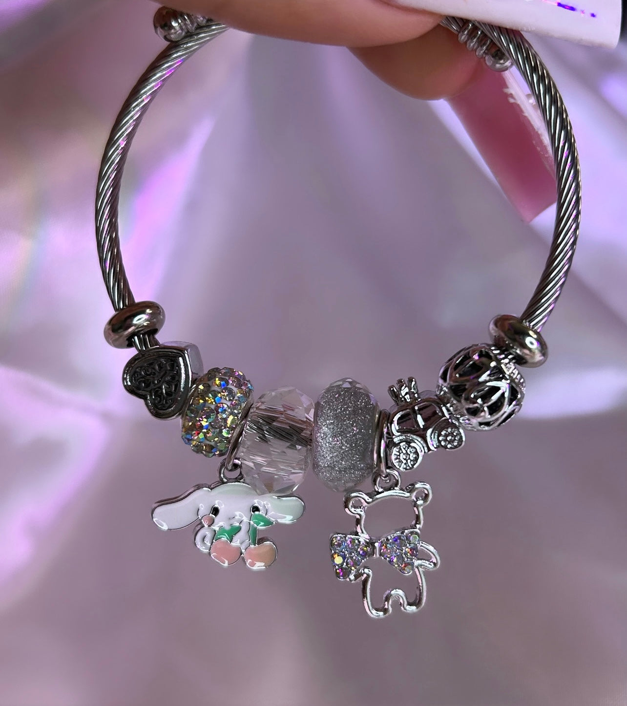 silver cherry cinna charm bracelet