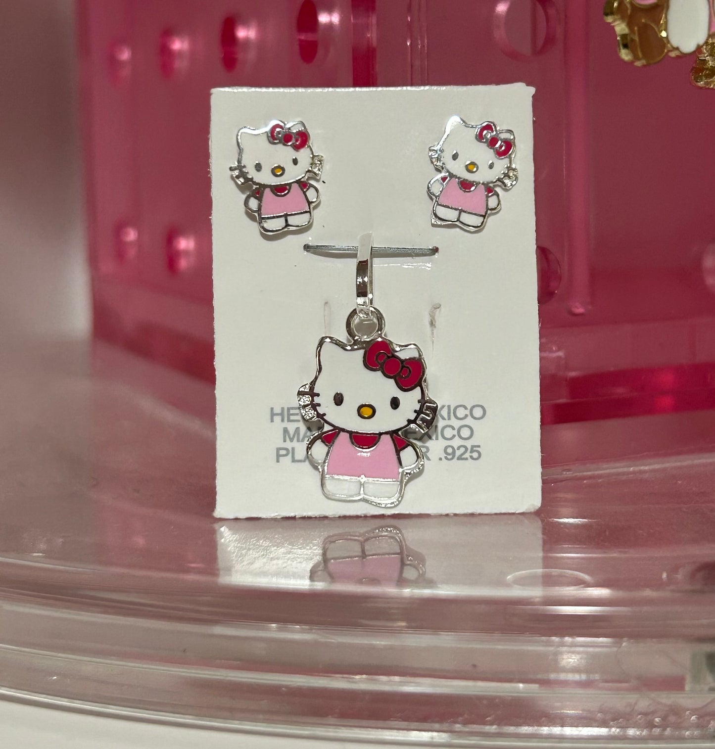 Silver 925 Hello kitty pendant and earring set