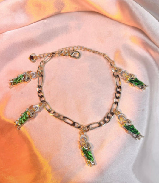 green san judas charm bracelet