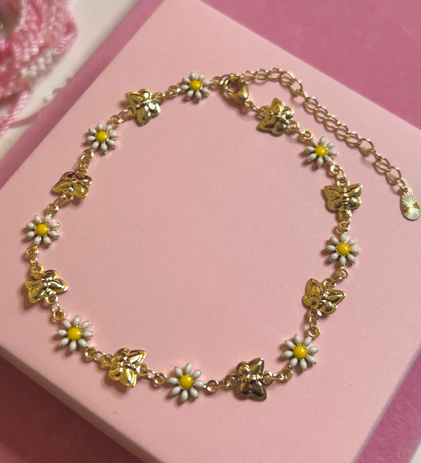 spring flower n butterfly anklet