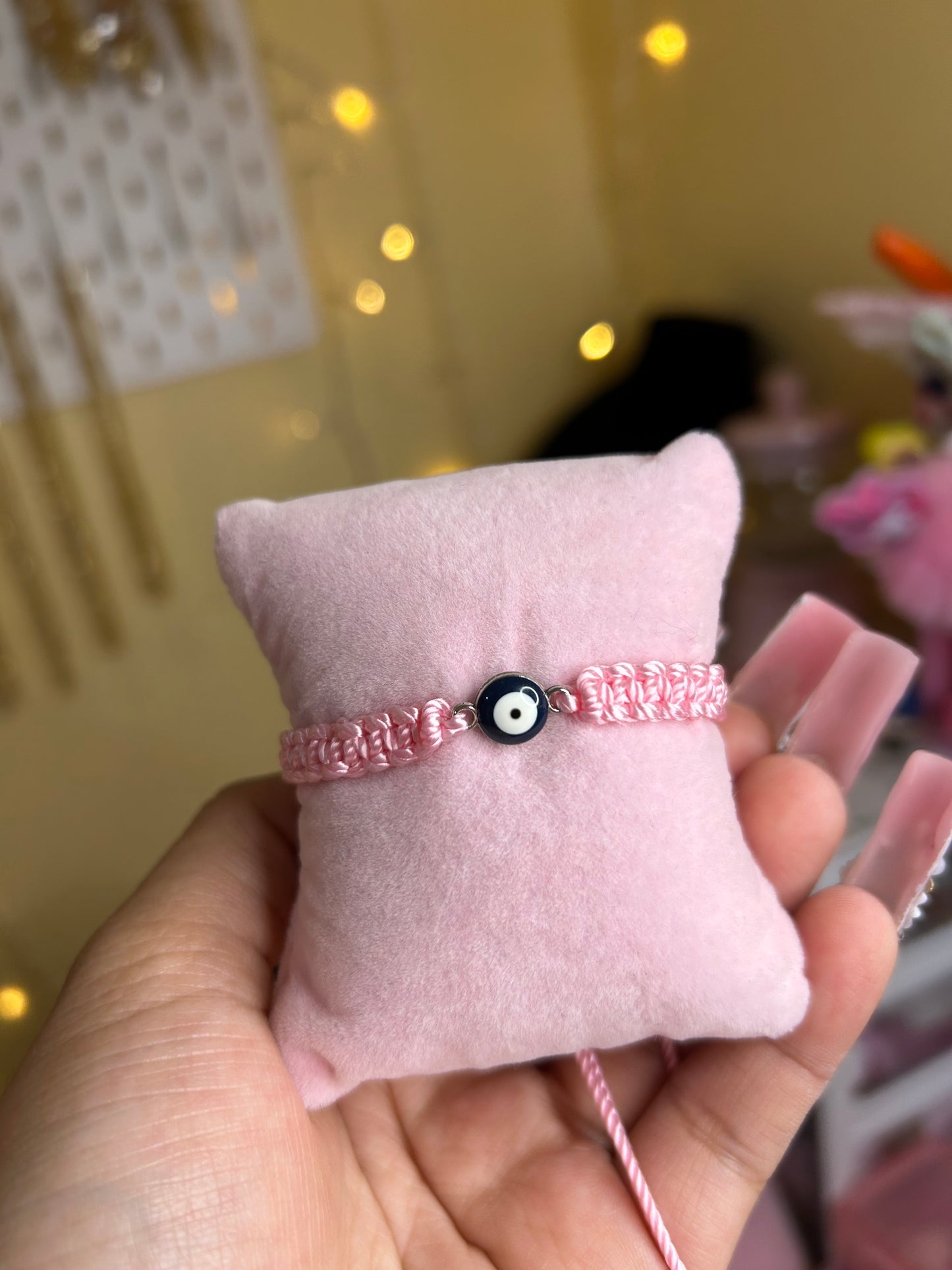 pink evil eye bracelet