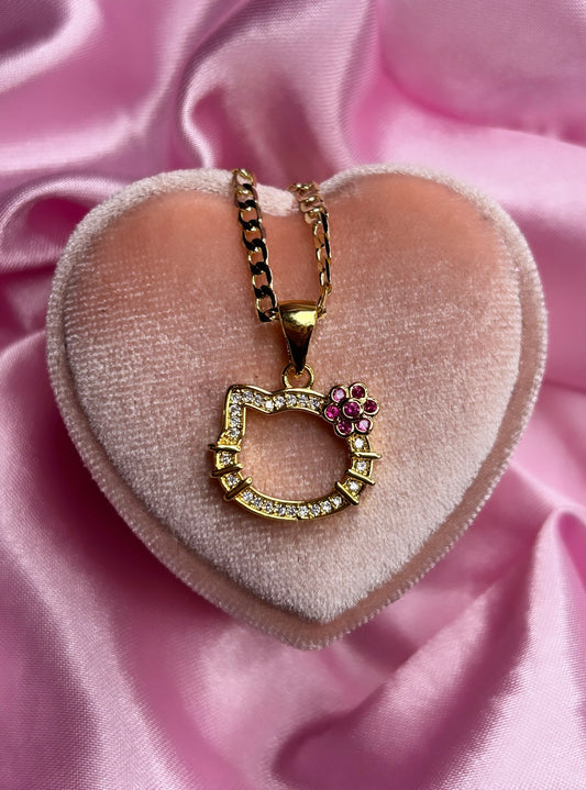 pink flower bling hk necklace