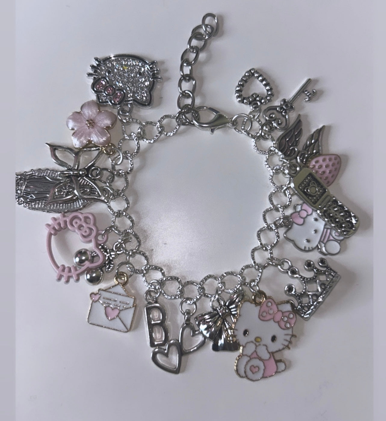 hk full silver plated charm bracelet