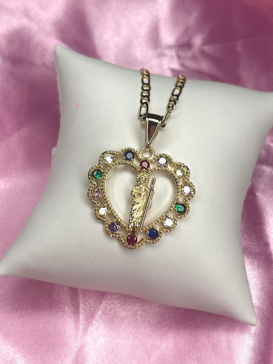 san judas multi heart necklace