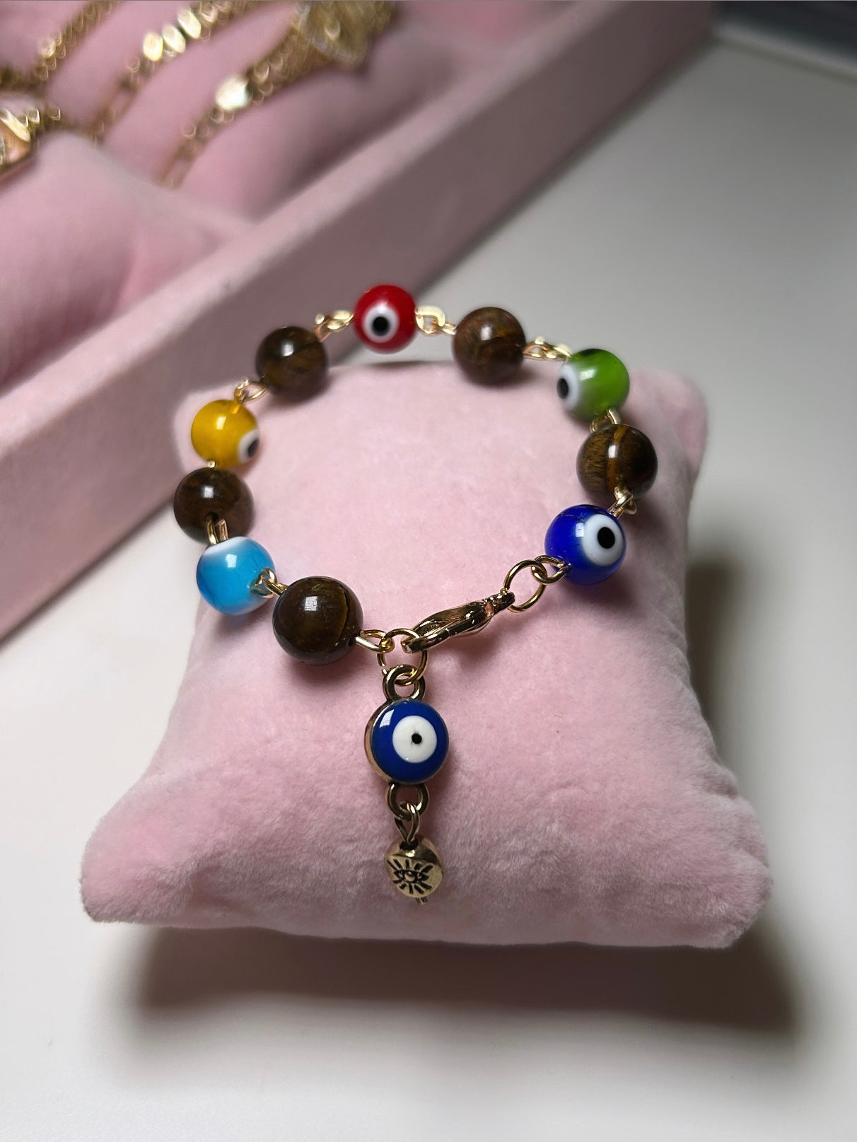 Evil Eye Yellow Tiger Eye Charm