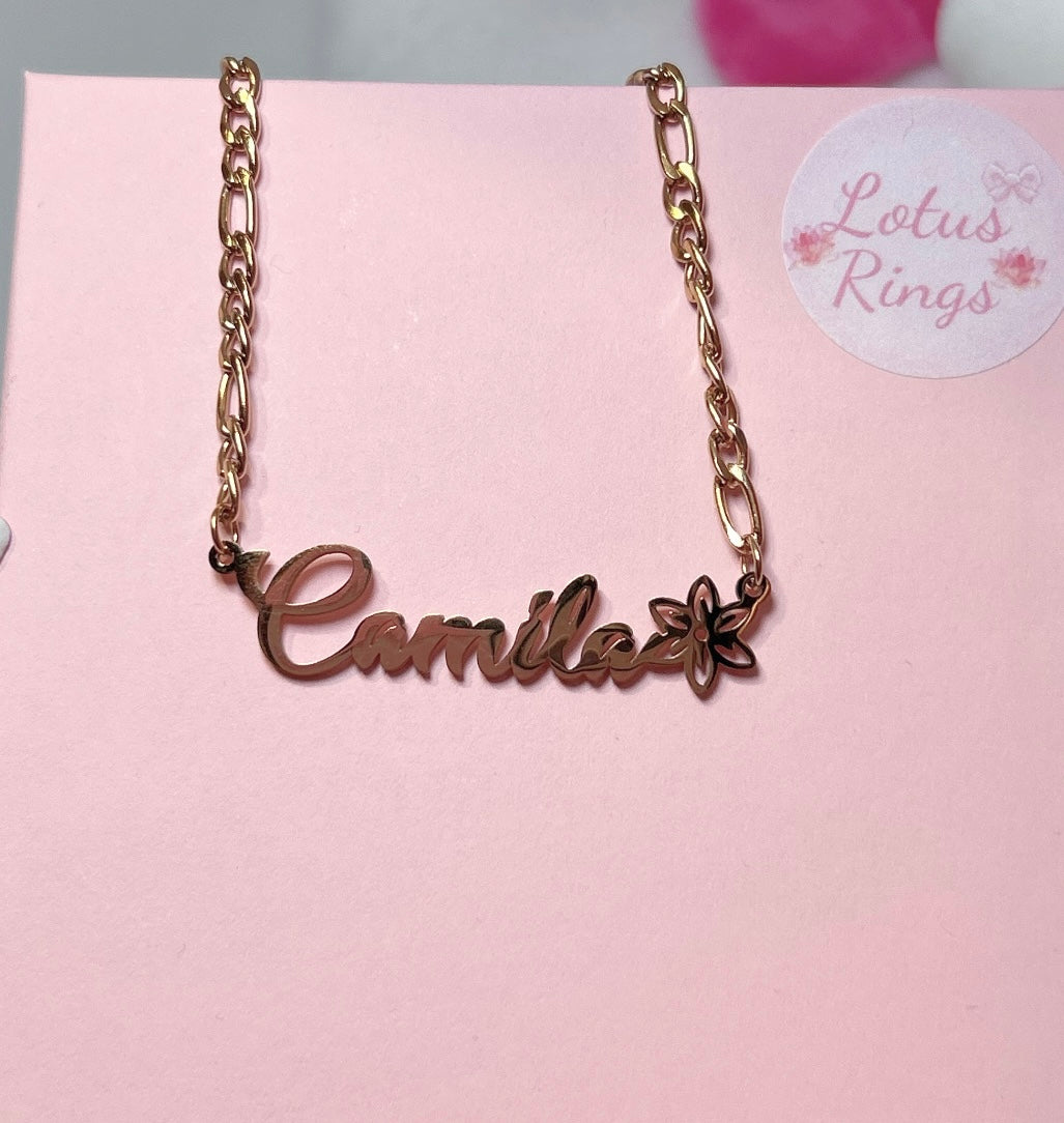 custom flower name necklace