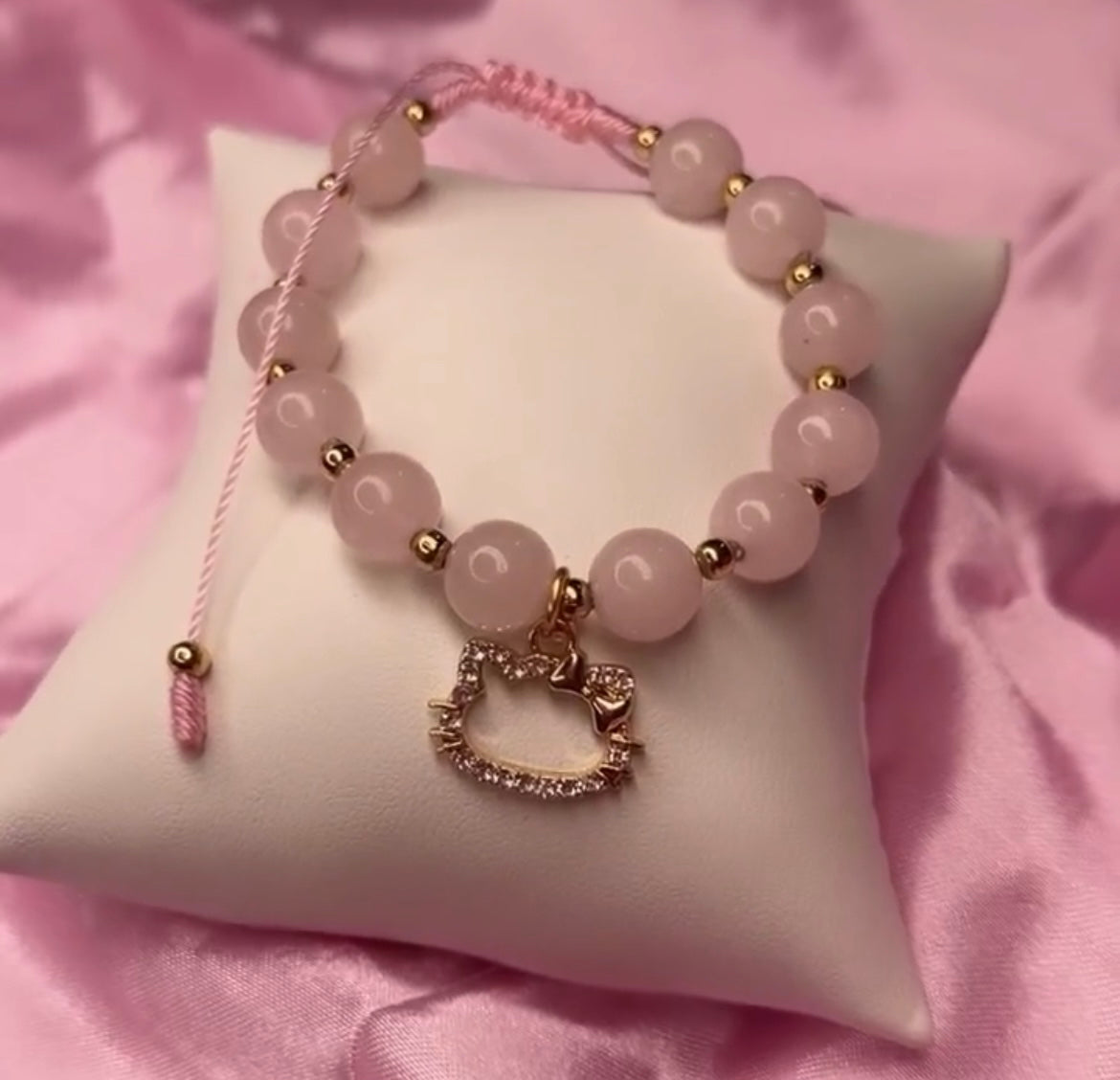 rose quartz hello kitty bracelet