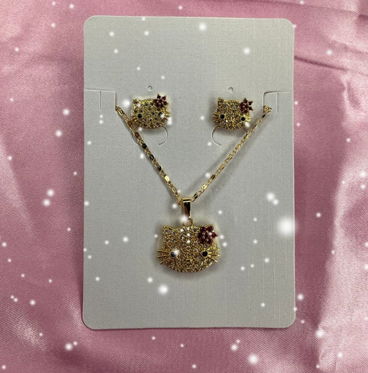 hello kitty necklace and earring set
