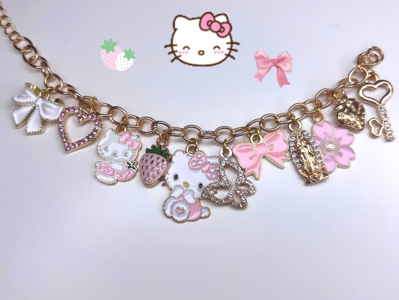 coquette hello kitty charm bracelet