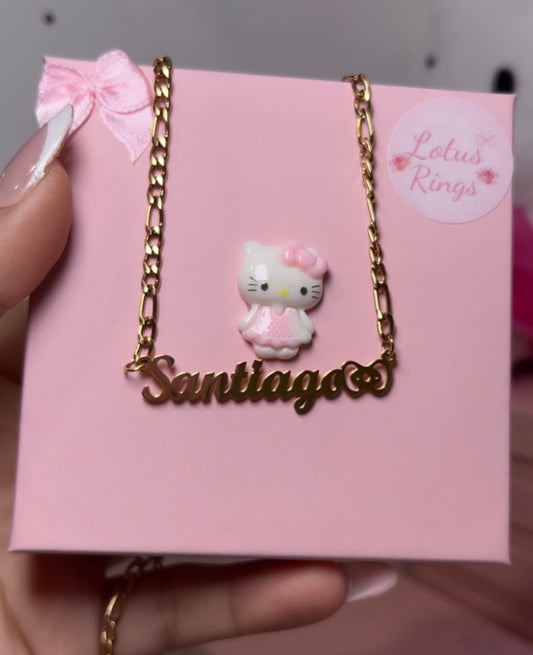 custom name hello kitty bow necklace