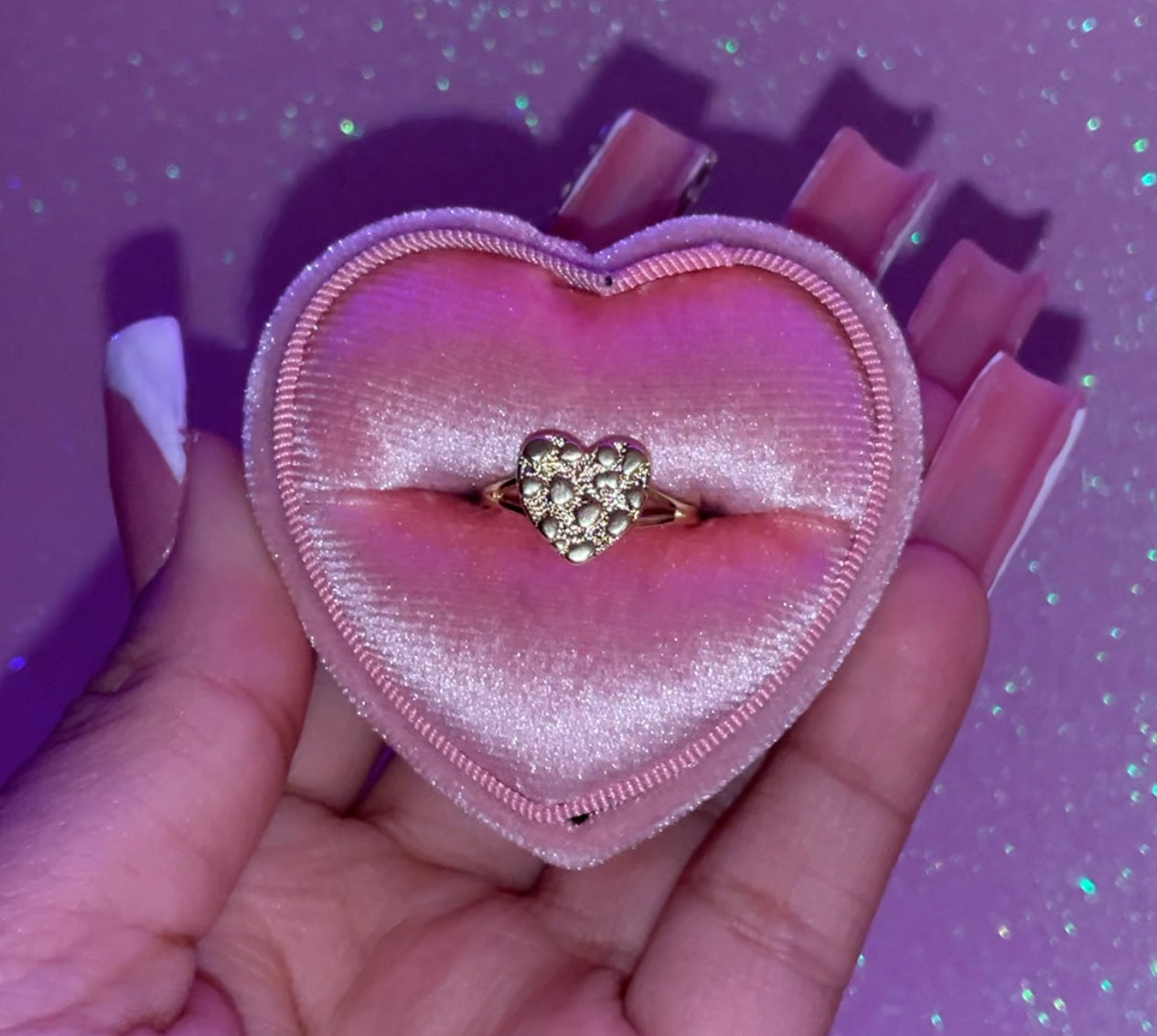 Mini heart nugget ring