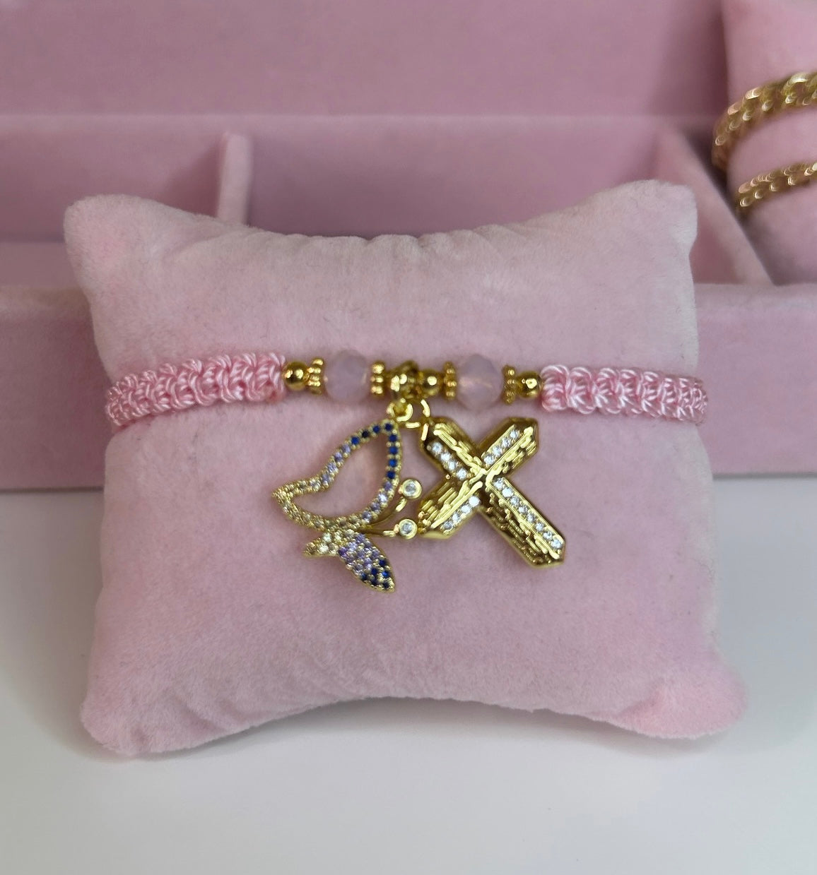 Religious Cross and butterfly bracelet