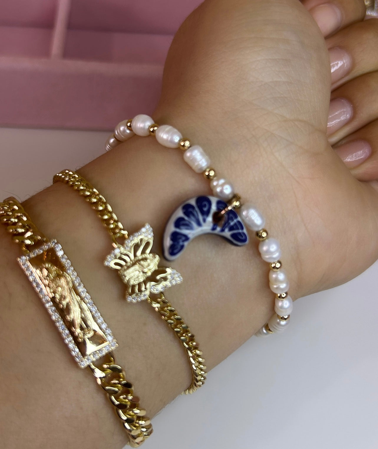 Sea Water Pearl & Talavera Bracelet
