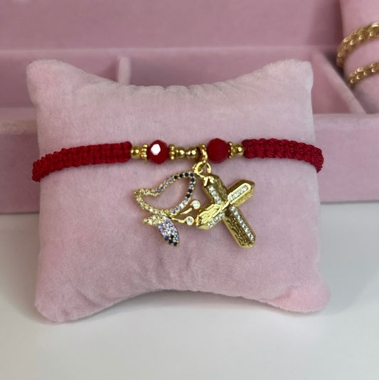 Religious Cross and butterfly bracelet