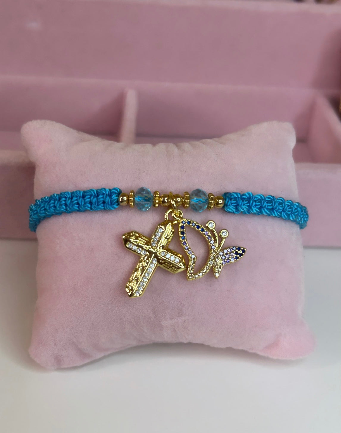 Religious Cross and butterfly bracelet
