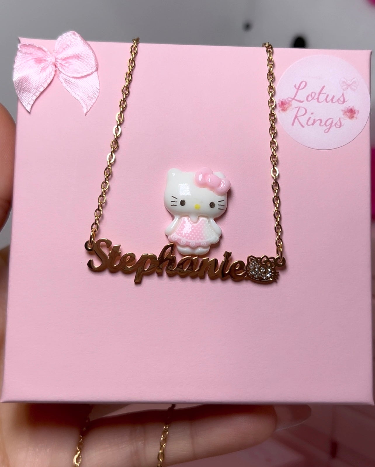 Sparkly Hello kitty custom name necklace