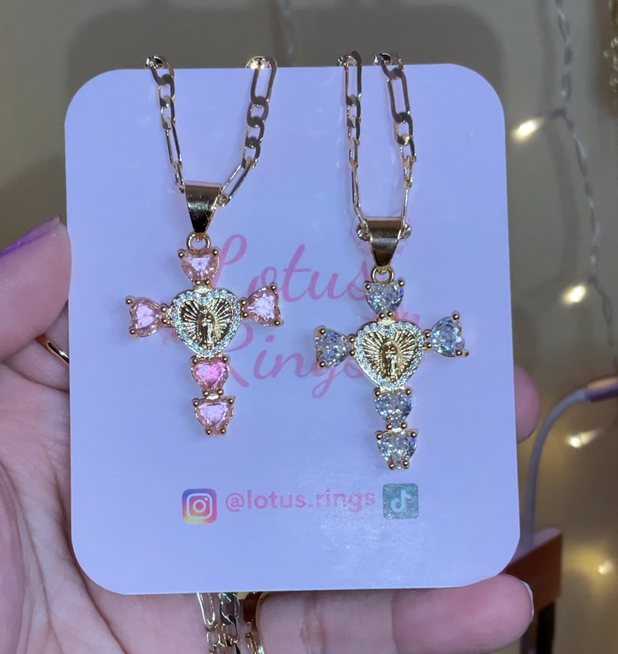 Virgencita heart cross necklace