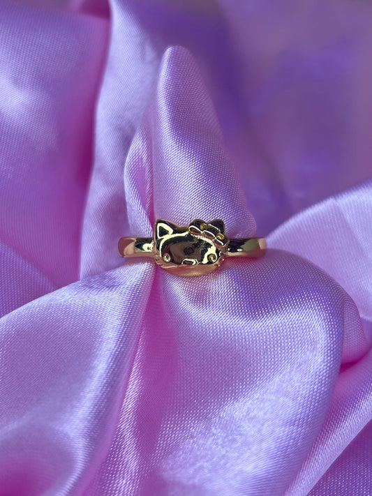 gold plated hello kitty ring adjustable