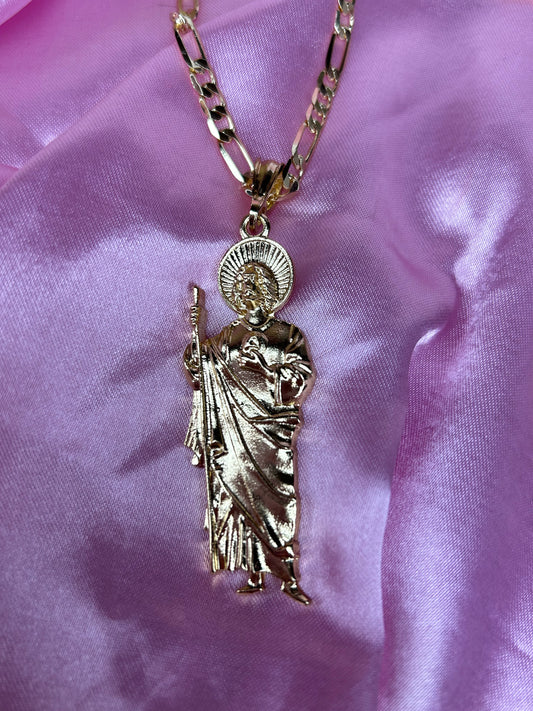 san judas all gold necklace