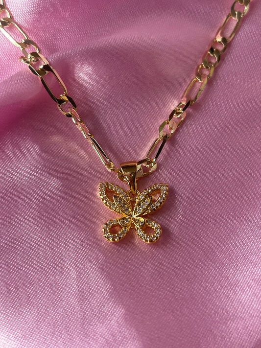 small blinged butterfly necklace