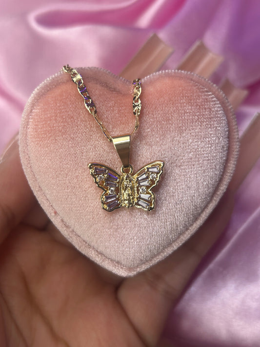 purple butterfly virgin necklace