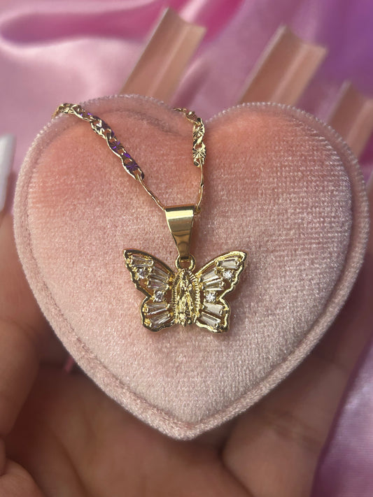 white butterfly virgin necklace