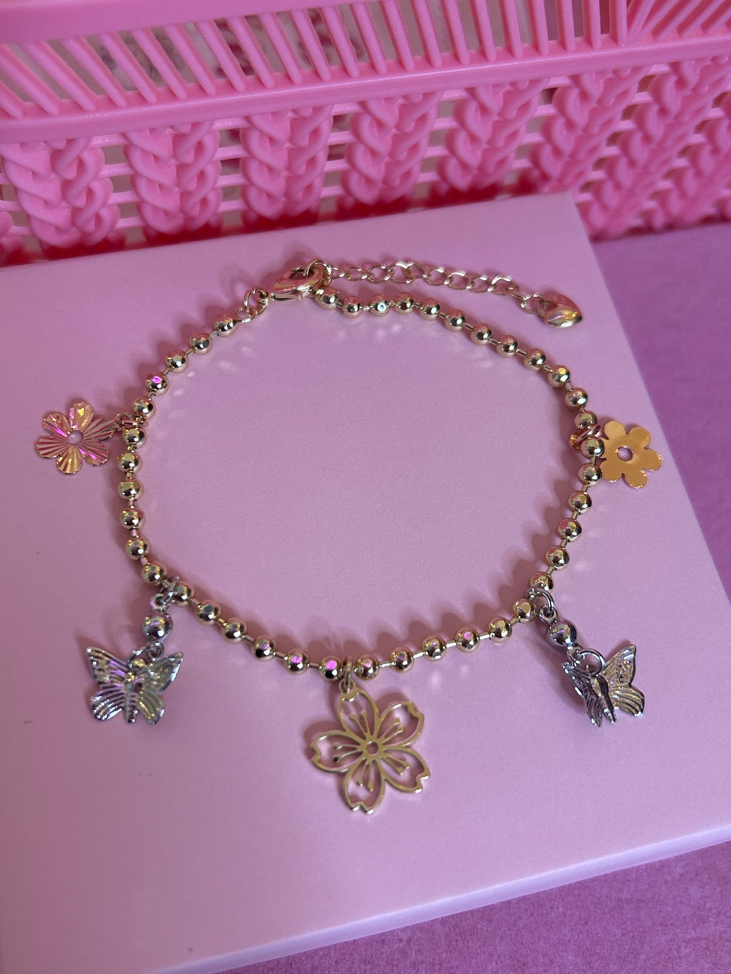 cherry blossom tri color bracelet