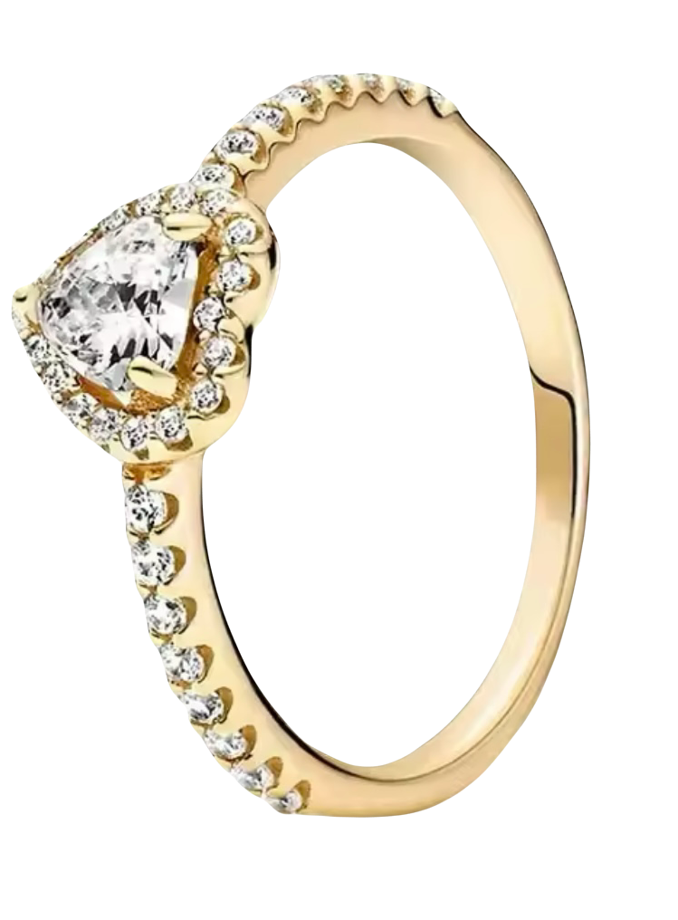 gold heart silver 925 ring