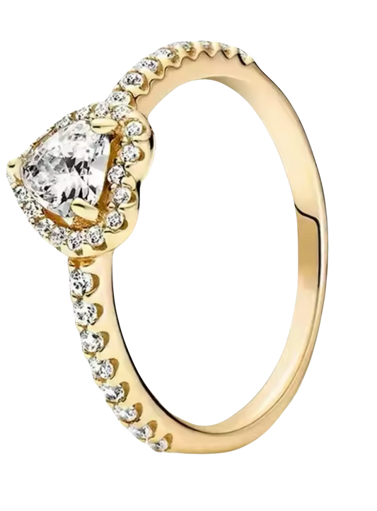 gold heart silver 925 ring