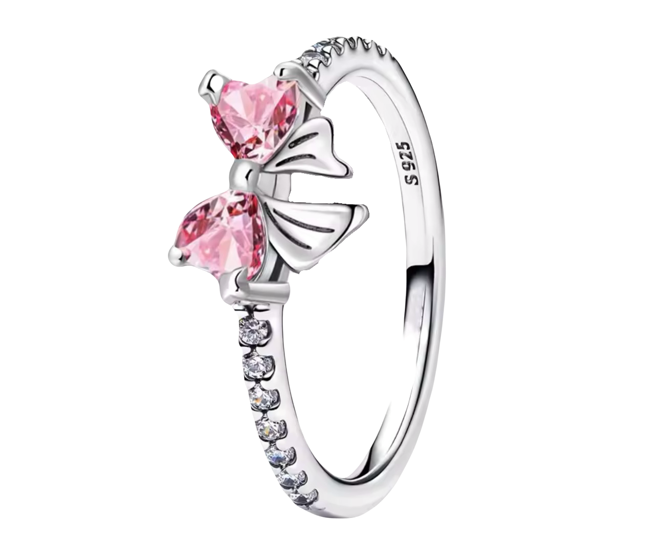 pink coquette bow ring silver 925