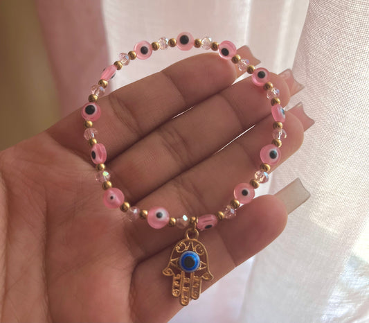 pink evil eye bracelet