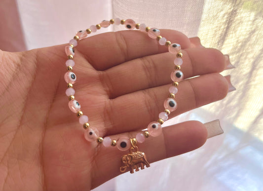 pink good luck elephant bracelet