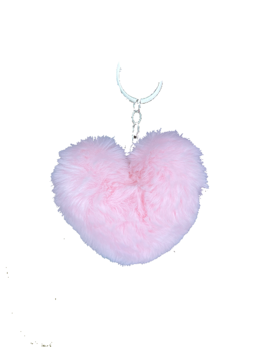 Pink Fluffy Heart Keychain