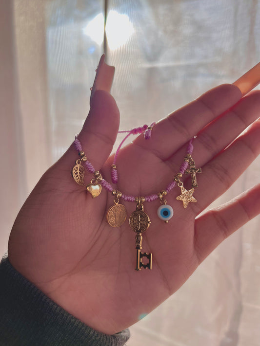 purple protection charm bracelet