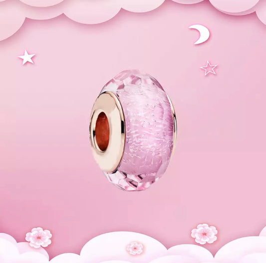 Pink Rose Gold Glass Bead