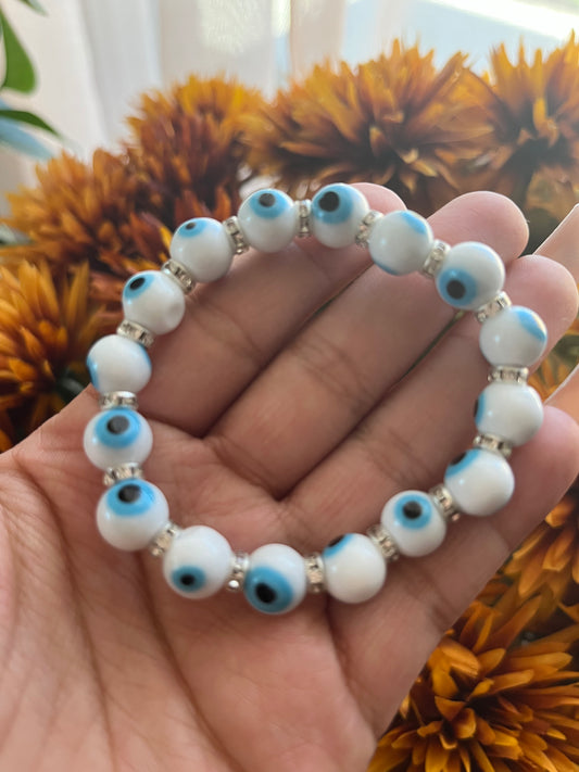 white evil eye bracelet