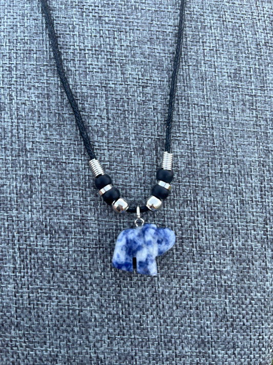 Lápiz Lazuli Crystal Elephant Necklace